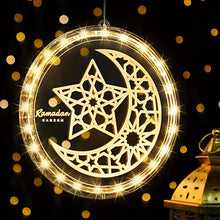 Load image into Gallery viewer, Eid Ramadan Decorative Window Lights, 8in Eid Moon Star Hanging Lights with Suction Cup Portable, Islam Mubarak Islamic Muslim Light Decor for Outdoor Indoor Bedroom Holiday (Moon and Star Style)