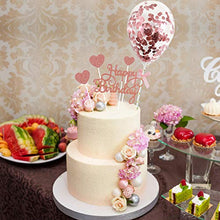 Load image into Gallery viewer, Rorchio Rose Gold Cake Toppers, Happy Birthday Cupcake Topper and 5inch Confetti Balloons for Birthday Cake Decorations