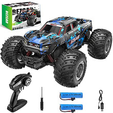 Load image into Gallery viewer, BEZGAR 20 Toy Grade 1:20 Scale Remote Control Car,2WD Top Speed 15 Km/h Electric Toy Off Road 2.4GHz RC Monster Vehicle Truck Crawler with Two Rechargeable Batteries for Kids and Adults