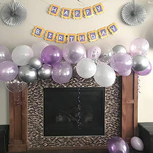 Load image into Gallery viewer, Wedding Balloons Purple Violet White Silver 50 pcs 12 inch Confetti Metallic Helium Latex Balloon with Purple Ribbon for Girls Birthday Baby Shower Bridal Party Event Decoration