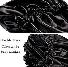 Load image into Gallery viewer, 2 Pcs Satin Sleep Cap for Women Long Hair Silky Bonnet for Curly Hair Waterproof Satin Hair Cap for Sleeping Extra Large Double Layer Adjustable Satin Bonnet for Women