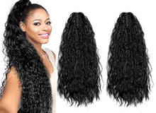 Load image into Gallery viewer, YMHPRIDE 2 Pack 24 Inches Claw Clip in Long Curly Ponytail Hair Extension, Natural Looking Synthetic Wavy Curly Hair Extension Ponytail Hairpiece Pony Tail for Women , Black