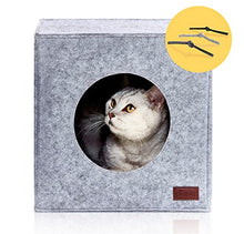 Load image into Gallery viewer, PiuPetยฎ Premium Cat Bed incl. Cushion, Suitable for e.g. IKEAยฎ Kallax & Expedit Shelves, Cats beds in grey, Cozy cat house, Cat basket