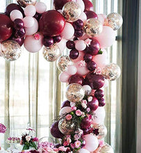 Load image into Gallery viewer, Balloon Garland Arch Kit,WINAROI 100 Pcs Burgundy Pink Metallic Latex Balloons Arch Kit with 16ft Tape Strip & Dot for Baby Shower Decorations, Wedding Birthday