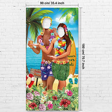 Load image into Gallery viewer, Hawaiian Aloha Party Decorations Luau Couple Photo Prop, Giant Fabric Hawaiian Luau Photo Booth Background, Funny Luau Couple Photo Door Banner for Luau Party or Beach Party Supplies Favors, 6 x 3 ft