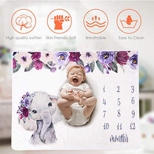 Load image into Gallery viewer, Baby Monthly Milestone Blanket for Boy or Girl Newborn Elephant Flannel Photo Props Backdrop Personalized Shower Gifts Track Age & Growth