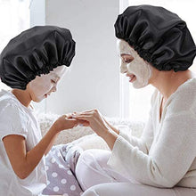 Load image into Gallery viewer, Sleep Caps, Satin Night Sleep Cap Adjustable Soft Sleeping Head Cover Bonnet Hair Loss Cap Salon Bonnet for Women and Girls (2 Pack)