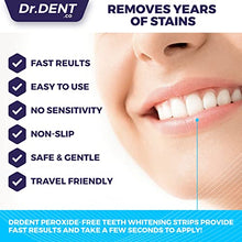 Load image into Gallery viewer, DrDent Premium Teeth Whitening Strips - 20 Whitening Sessions - Non-Sensitive Formula - 40 Peroxide Free Whitening Strips - Safe for Enamel + Mouth Opener Included