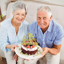 Load image into Gallery viewer, 50th Wedding Anniversary Cake Toppers - Glitter 50th Golden Weddding Anniversary Heart Cake Decoration for Celebration Party Supplies