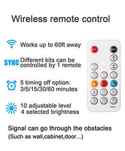 Load image into Gallery viewer, WOBANE Under Cabinet LED lighting kit, 6 PCS LED Strip lights with Remote Control Dimmer and Adapter, Dimmable for Kitchen Cabinet,Counter,Shelf,TV Back,Showcase 2700K Warm White, Bright, Timing 9.8ft