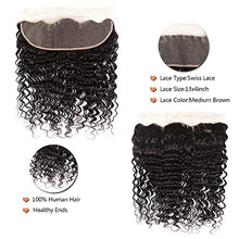 Load image into Gallery viewer, Recifeya hair Deep Wave Bundles with Frontal Brazilian Deep Wave Hair Bundles with Frontal Virgin Hair Unprocessed Ear to Ear Lace Frontal with Bundles Human Hair Extensions Natural Color(18 20 22+16)