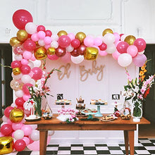 Load image into Gallery viewer, TAZYIN Balloon Arch Kit Pink, White Balloon Garland -125 PCS For Birthday Decorations, Gold Pink Balloons with Strip, Knotter For Birthday Party Boy & Girl, Wedding Bridal Engagement, Baby Shower