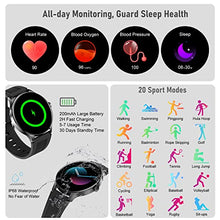 Load image into Gallery viewer, Smart Watch, BOCLOUD Smart Watches for Women Men, iPhone Android Smart Watch with Blood Oxygen/Heart Rate/Sleep Monitor, IP68 Waterproof Fitness Tracker with 20 Workout Modes (Black)