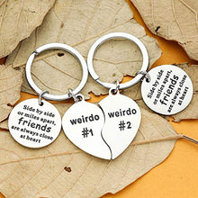 Load image into Gallery viewer, 2PCs Weirdo 1 and Weirdo 2 Keyring Friendship Gifts Best Friends Gifts for 2 Keychain Set Gifts for Friends Long Distance Gifts BFF Jewellery (2PCs Weirdo #1#2 Style1)