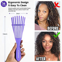 Load image into Gallery viewer, Detangle Hair Brush, Detangler Brush for Women Girls Wet Dry Afro 3a to 4c Thick Frizzly Wavy Kinky Curly Coily Natural Hair, Detangling Hairbrush with Metal Pick Comb, Purple