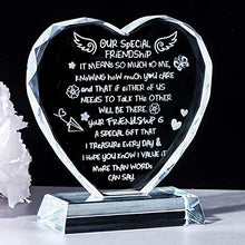 Load image into Gallery viewer, Movdyka Gifts for Friends Women, Friendship is Treasure Gifts for Girls on Birthday, Christmas, Glass Heart Plaque with Best Friend Sayings Ornaments