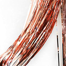 Load image into Gallery viewer, Rose Gold Foil Fringe Metallic Tinsel Curtains Photo Backdrop Set,Flag Bunting Banner,Glitter Paper Star Shape Garland for Birthday Wedding Bachelorette Party Photo Backdrop Door Wall Decorations