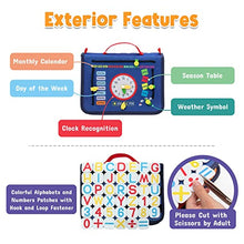 Load image into Gallery viewer, MCGMITT Felt Busy Board for Toddlers, Soft Sensory Activity Board for Fine Motor and Dressing Skills, Early Development Montessori Toys for 2/3/4/5 Years Olds with Alphabet and Numbers Patches (Navy)