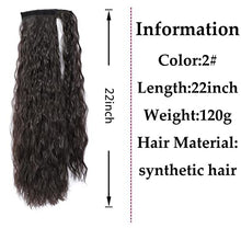 Load image into Gallery viewer, Long Corn Wave Ponytail Extension Clip in Ponytail Extension Wrap Around Long Wavy Curly Pony Tail Hair Fluffy Synthetic Hairpiece for Women (2#Black Brown)