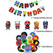 Load image into Gallery viewer, 38pcs Superhero Party Decoration Kit Superhero Balloons Avengers Party Balloons Decorations Happy Birthday Party for Boys Birthday Party Decoration