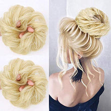 Load image into Gallery viewer, 2pcs Light Blonde Bun Updo Hair Scrunchies Set Curly Messy Fake Hair Chignon Extensions Hairpieces for Evening Party Dating Prom Wedding
