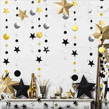 Load image into Gallery viewer, 52 Fts Black Silver Gold Twinkle Little Star Party Garlands Kit Metallic Glitter Full Moon Star Circle Garland Streamer Bunting Banner for Merry Christmas Xmas Birthday Graduation EID Ramadan