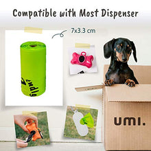 Load image into Gallery viewer, Amazon Brand - Umi Dog Poo Bags with Handles - Certified Home Compostable and Industrial Composting, Unscented and Leak-Proof - 13 x 40 cm with Reusable Dispenser, Pack of 120