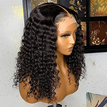 Load image into Gallery viewer, Transparent 13X6 Lace Front Wig Deep Wave Wig Human Hair Wigs Pre Plucked 4X4 Lace Closure Wig Deep Curly Human Hair Wigs Natural Color 16inch 150 13x6 frontal wig
