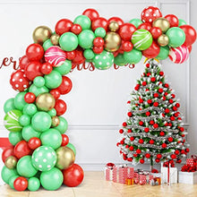 Load image into Gallery viewer, Christmas Balloon Arch Kit, Red Green Gold Christmas Balloons Garland, 84pcs Latex Balloons Agate Balloons for Indoor Outdoor Christmas Party Wintertime Holiday New Year Birthday Decorations