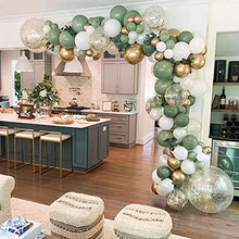 Load image into Gallery viewer, GIHOO 127PCS Olive Green Balloon Garland Arch Kit White Gold Confetti Balloons Retro Green Balloon and Gold Metallic Chrome Latex Balloons Set for Wedding Birthday Balloons Baby Shower Decorations
