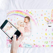 Load image into Gallery viewer, WERNNSAI Unicorn Baby Milestone Blanket - 150 x 100cm Soft Fleece Photography Background Blanket Weekly Monthly Girls Infant Quilt Newborn Blanket