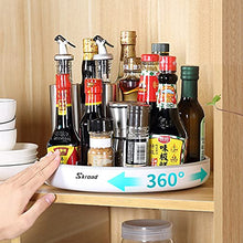 Load image into Gallery viewer, Skroad Turntable Cupboard Organizer, Lazy Susan,Multi-Functional Spice Rack Rotating Spice Rack for Kitchen Storage, Revolving Condiment Holder, Non-Slip Storage Racks Grey&White