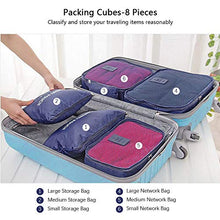 Load image into Gallery viewer, Vicloon Travel Organiser Packing Bags,8 PCS Travel Packing Cubes Set for Clothes Shoes Travel Luggage Organizers Storage Bags (Dark Blue)