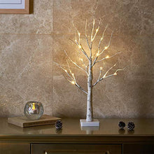 Load image into Gallery viewer, Eambrite White Christmas Tree with Lights Mini Birch Twig Tree Ornament with 24 Warm White LEDs Battery Operated Tabletop Decoration for Christmas Home Party Wedding (60cm/2ft)