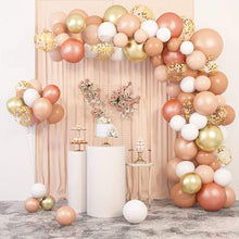 Load image into Gallery viewer, 129 Pcs Blush Peach Balloons Garland Kit Orange White Balloons Arch Pastel Pink Rose Gold Confetti Latex Metallic Balloons with 4 Tools for Wedding Women Lady Birthday Party Baby Shower Decorations
