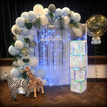 Load image into Gallery viewer, Baby Shower Boxes Party Decorations – 4Pcs Rainbow Silver Transparent Balloons Decor Baby Box Baby Blocks Decorations for Boys Girls Baby Shower Bridal Showers Gender Reveal Backdrop Birthday Party