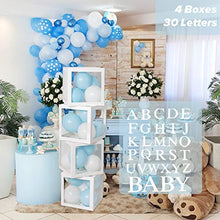 Load image into Gallery viewer, Baby Shower Decoration Balloon Boxes – 4Pcs DIY White Transparent Boxes with 30 Letters BABY + A-Z for Boys Girls Baby Shower,DIY Name Combination,Gender Reveal Backdrop Birthday Party Supplies