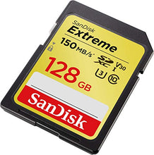 Load image into Gallery viewer, SanDisk Extreme 128 GB SDXC Memory Card, Up to 150 MB/s, Class 10, U3, V30