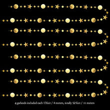 Load image into Gallery viewer, 52 Ft Gold Twinkle Little Star Party Garlands Kit Metallic Matt Gross Big Paper Circle Garland Bunting Banner Decoration for Birthday Baby Shower Wedding Graduation Ramadan Mubarak Eid Party Kids Room
