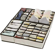 Load image into Gallery viewer, Evance Underwear Drawer Organiser Set of 6, Folding Draw Dividers Storage Bins Box, Collapsible Closet Dividers and Fabric Wardrobe Organisers (Beige)