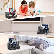 Load image into Gallery viewer, Pipishell Desk Organiser, Mesh Desk Tidy & Pen Holder with 6 Compartments and 1 Drawer, Stationery Organisers for Home, Office, School, Classroom, Workshop