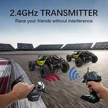 Load image into Gallery viewer, Tecnock RC Cars 1:16 Large Size Remote Control Racing Car for Adults Kids, 2.4Ghz Off Road High Speed Monster Truck Toys, 2WD RC Buggy with 2 Rechargeable Batteries,Toy Gifts for Boys Girls (Yellow)