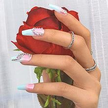 Load image into Gallery viewer, Sethexy Long Ballerina Fake Nails Pink False Nails Coffin Stick on Nails Glossy Gradient Nails with Glue 24Pcs Acrylic Art Press-on Nail Tips for Women and Girls (D)