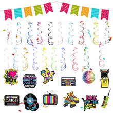 Load image into Gallery viewer, 80's Party Foil Swirl Decorations, Disco Rock Hippie Hanging Swirls Ceiling Decor for 1980s Theme Retro Party Supplies