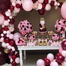 Load image into Gallery viewer, GuassLee 119Pcs Burgundy Pink Balloon Arch Garland Kit - Burgundy Pink Gold Confetti Latex Balloons with Balloon Accessories for Baby Shower Wedding Birthday Girl Party Decorations