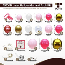 Load image into Gallery viewer, TAZYIN Balloon Arch Kit Pink, White Balloon Garland -125 PCS For Birthday Decorations, Gold Pink Balloons with Strip, Knotter For Birthday Party Boy & Girl, Wedding Bridal Engagement, Baby Shower