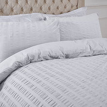 Load image into Gallery viewer, Highams Seersucker Duvet Cover with Pillow Case Bedding Set, Luxury White - King