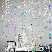 Load image into Gallery viewer, 52Ft Iridescent Mermaid Party Decorations Bubble Pearl Starfish Seashell Jellyfish Garland Holographic Paper Bunting Streamers for Kids Birthday Baby Shower Ocean Little Mermaid Under The Sea Decor