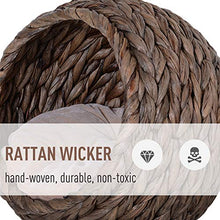 Load image into Gallery viewer, PawHut Woven Banana Leaf Elevated Cat Bed Wicker Kitten Basket Pet Den. House Cozy Cave with Soft Cushion Dome 42x33x52cm Grey