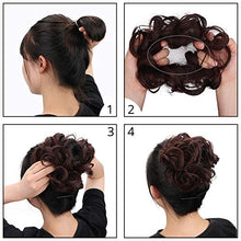 Load image into Gallery viewer, Scrunchy Hair Bun Extensions Messy Curly Hair Scrunchies Hairpieces Synthetic Donut Updo Hair Pieces Wavy Curly Wigs for Women Girls (Dark color)